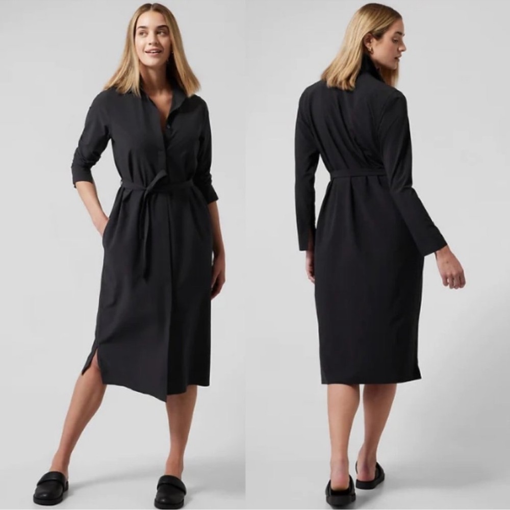 Athleta Urbanite Black Dress With Pockets Minimalist Lagenlook Size Small